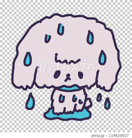 Illustration of a cute toy poodle puppy wet and dripping with water Illustration of a cute toy poodle puppy wet and dripping with water 114620027
