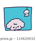てるてる坊主とかわいいトイプードルの子犬のイラスト 114620032