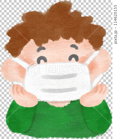 Boy wearing a mask Hand-drawn illustration 114620155