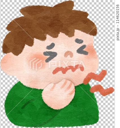 Boy with a sore throat Hand-drawn illustration 114620156