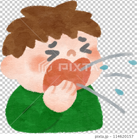Coughing boy hand-drawn illustration Coughing boy hand-drawn illustration 114620157