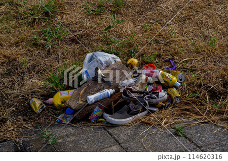 捨てられたゴミポイ捨て禁止 捨てられたゴミポイ捨て禁止 114620316