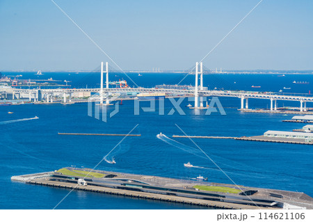 （神奈川県）横浜港大さんばしと横浜ベイブリッジ 114621106