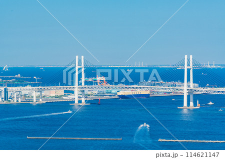 （神奈川県）横浜ベイブリッジ　行き交う船 114621147