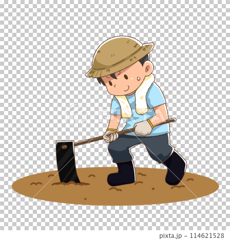 A man plowing a field with a cute touch 114621528