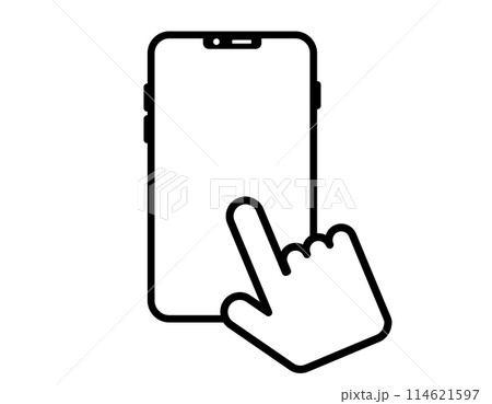 スマホを操作するイラスト　指差し 114621597