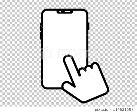スマホを操作するイラスト　指差し 114621597