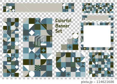 Banner set_geometric pattern 114621686