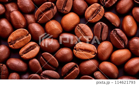 深入り焙煎されたコーヒー豆 114621793