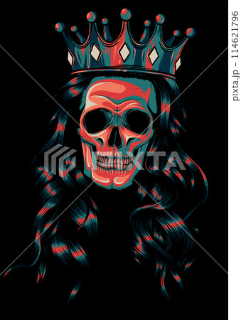 Skull girl with a crown on black background. vector illustration design Skull girl with a crown on black background. vector illustration design 114621796