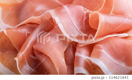 おいしそうな薄切り生ハムの断面 114621841