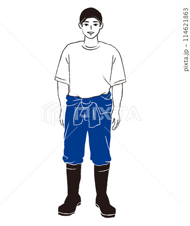 農作業をする男性の全身イラスト 114621863