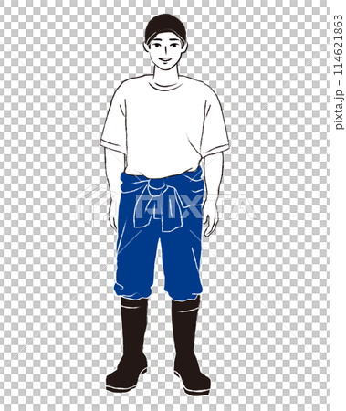 Full-body illustration of a man doing farm work Full-body illustration of a man doing farm work 114621863