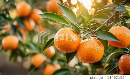 枝先にたわわに実ったみかん3 枝先にたわわに実ったみかん3 114621924