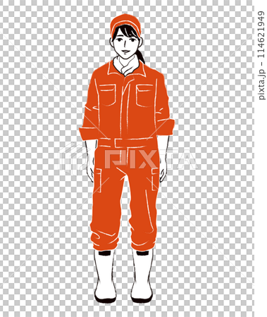 農作業をする女性の全身イラスト 114621949