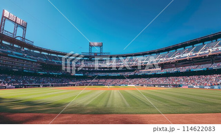 超満員の野球スタジアムイメージ01 114622083