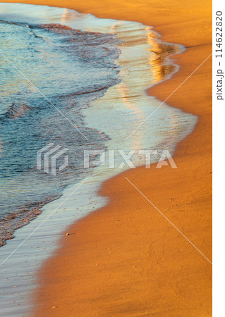 Soft wave of the sea on the sandy beach. Soft wave of the sea on the sandy beach. 114622820