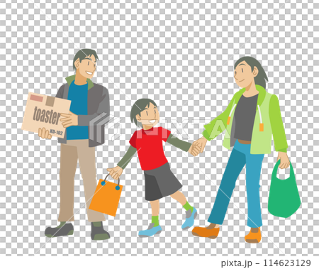 Illustration of a family enjoying shopping 114623129