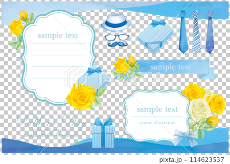 父親節黃玫瑰與絲帶框架 114623537