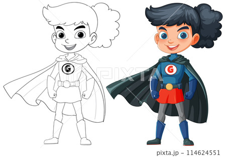 Superhero Kids in Action and Sketch 114624551