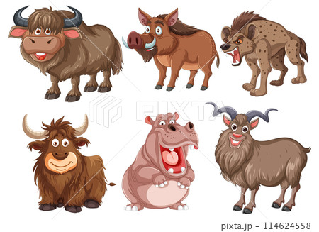 Colorful Collection of Cartoon Farm Animals Colorful Collection of Cartoon Farm Animals 114624558