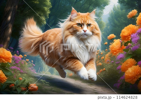 Persian Cat Sketch Color Wall Art. 114624828