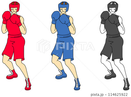 ボクシング選手(男性)のイラストセット ボクシング選手(男性)のイラストセット 114625922