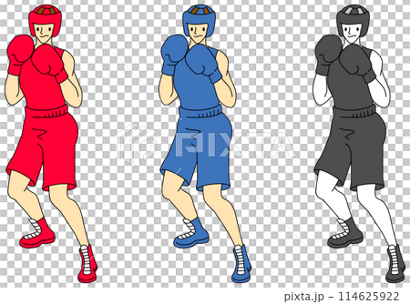 ボクシング選手(男性)のイラストセット ボクシング選手(男性)のイラストセット 114625922