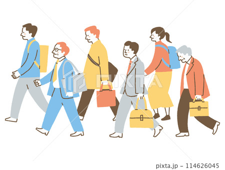 出勤や通勤途中の会社員や学生たち_色 出勤や通勤途中の会社員や学生たち_色 114626045