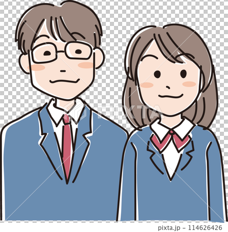 People illustration_Student men and women_Teenagers_Boys and girls wearing school uniforms 114626426