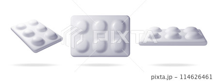 3D set of blister with pills for illness 3D set of blister with pills for illness 114626461