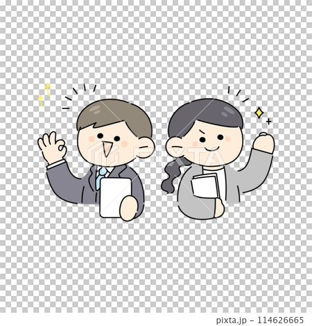 Illustration of two men and women in suits 114626665