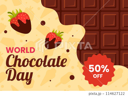 Chocolate Day Social Media Background Illustration Flat Cartoon Hand Drawn Templates 114627122