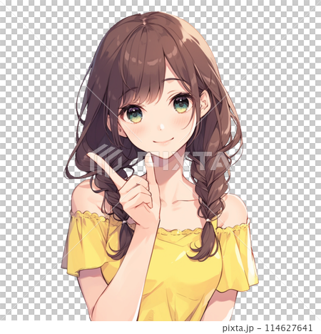 夏服を着た三つ編みの女性 114627641