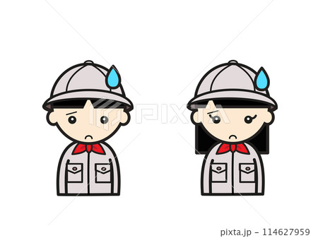 困った顔のボーイスカウトのこどもたち2 114627959