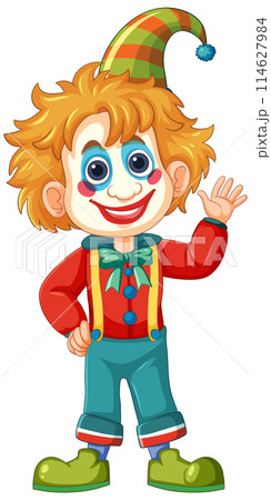 Cheerful Clown Waving Hello Cheerful Clown Waving Hello 114627984