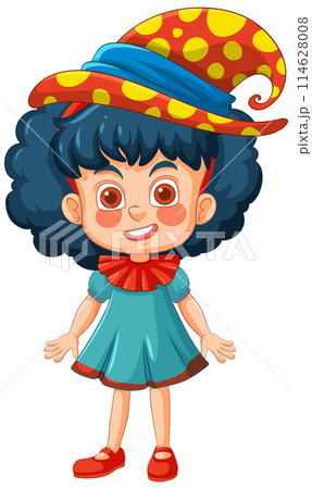 Colorful Clown Girl Illustration 114628008