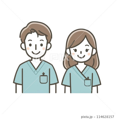 若い男女、医療従事者 114628157