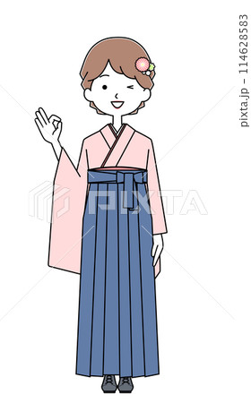 袴を着た女子大学生のイラスト 袴を着た女子大学生のイラスト 114628583