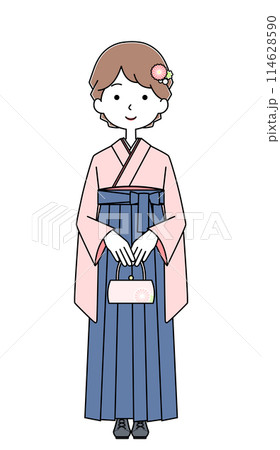 袴を着た女子大学生のイラスト 袴を着た女子大学生のイラスト 114628590