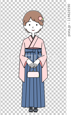 袴を着た女子大学生のイラスト 袴を着た女子大学生のイラスト 114628590