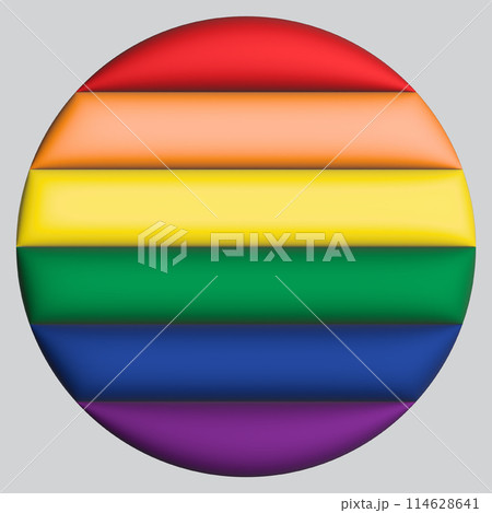 3d illustration LGBTQ rainbow flag on avatar circle 114628641