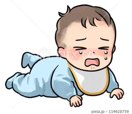 泣きながらハイハイする赤ちゃん 泣きながらハイハイする赤ちゃん 114628739
