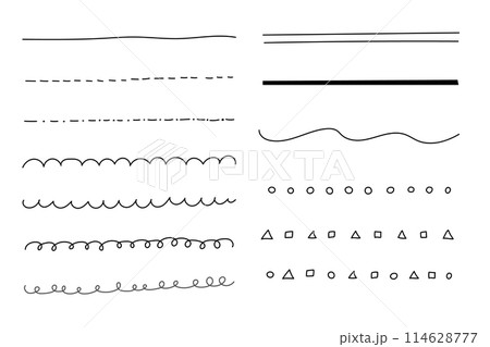 シンプルないろんな模様の手描きラインセット 114628777