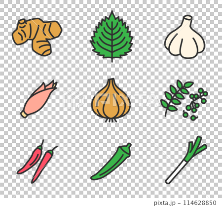 シンプルな野菜のアイコン　イラストセット 114628850