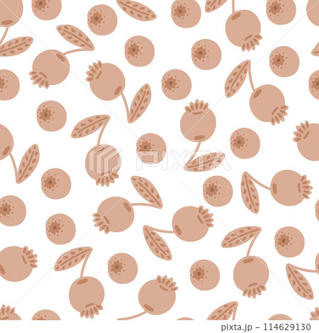 Berries brown pastel flat design children seamless pattern 114629130