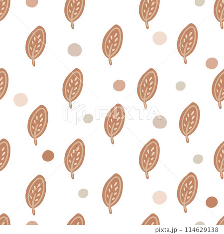 Leaves pastel colours flat design seamless pattern kids 114629138