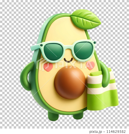 3D avocado in summer 114629382