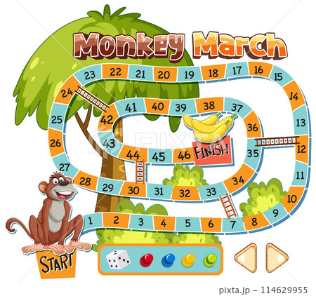 Monkey March Board Game Illustration 114629955