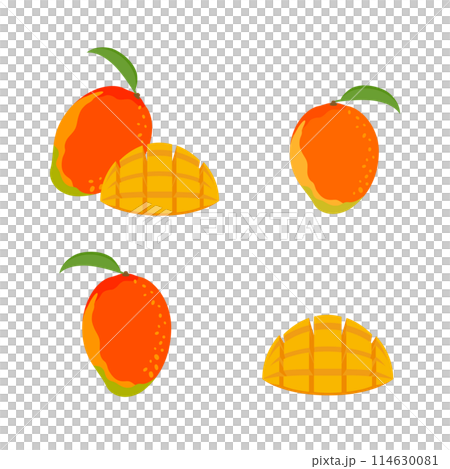 Summer fruit icon set: simple and cute mango 114630081